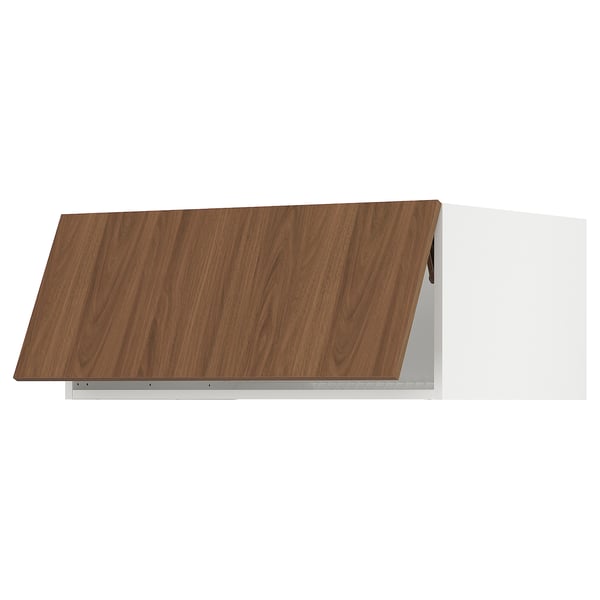 A modern kitchen cabinet in walnut brown with a smooth finish and simple design.
