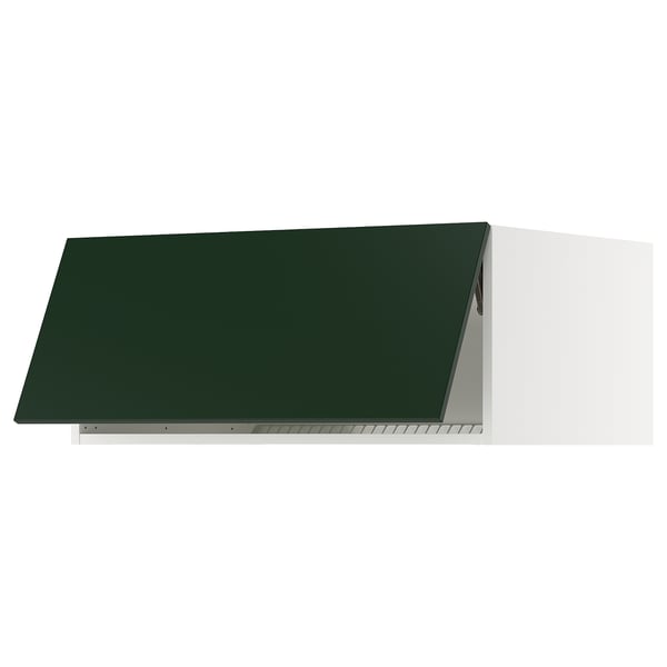 A dark green kitchen cabinet with a sleek, rectangular shape and modern design.