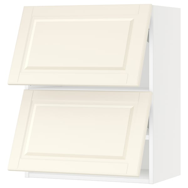 The SEKTION off-white kitchen cabinet with bevelled edges, featuring two doors and a rectangular shape.