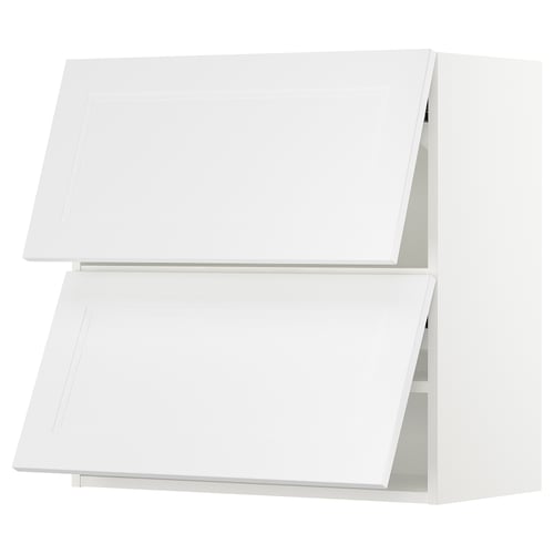 A white, rectangular kitchen cabinet from IKEAs SEKTION system, featuring two doors.