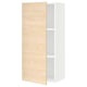 A white SEKTION kitchen wall cabinet with a light ash wood door, featuring adjustable shelves.