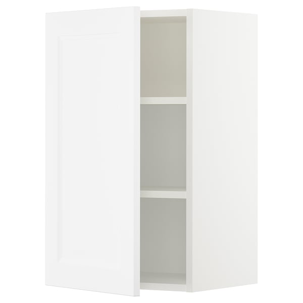 SEKTION white corner kitchen cabinet with glass door.