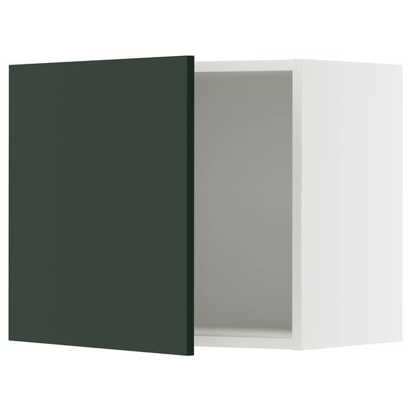 A dark green kitchen cabinet door from IKEAs SEKTION system. The modern, rectangular door sleek, minimalist design with a smooth finish.