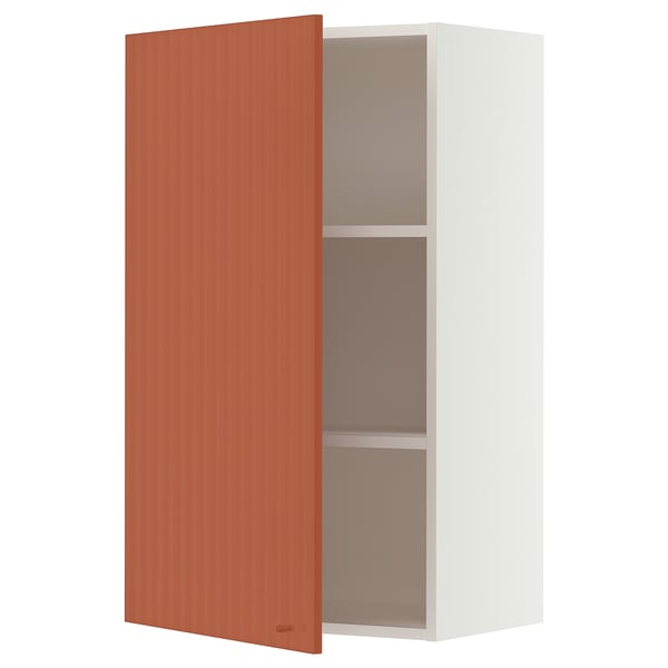 SEKTION Wall cabinet, white/Terrsjö red-brown wave pattern, 61x37x102 cm