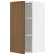 SEKTION kitchen cabinet, white and walnut, one open door revealing adjustable shelves.