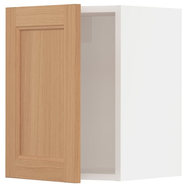 A light wood-colored kitchen cabinet door with a simple rectangular design. It a sturdy frame and natural oak grain.