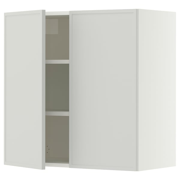 SEKTION Wall cabinet with 2 doors, white/Aspudden light grey, 76x37x76 cm