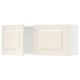 Off-white kitchen cabinet, rectangular, three sections with two doors and an open middle.