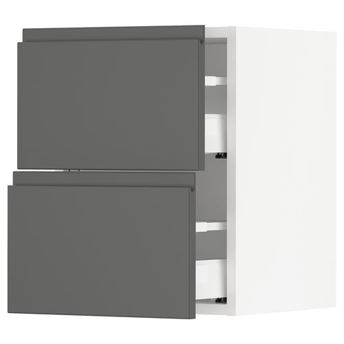 SEKTION dark grey kitchen cabinets, modern design with integrated handles.