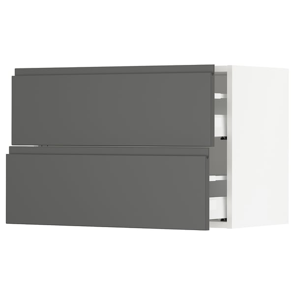 Ikea SEKTION grey kitchen cabinets, modern dark grey with sleek design, smooth drawer fronts.