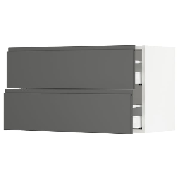 SEKTION kitchen in dark grey with modern drawer fronts and sleek handles.