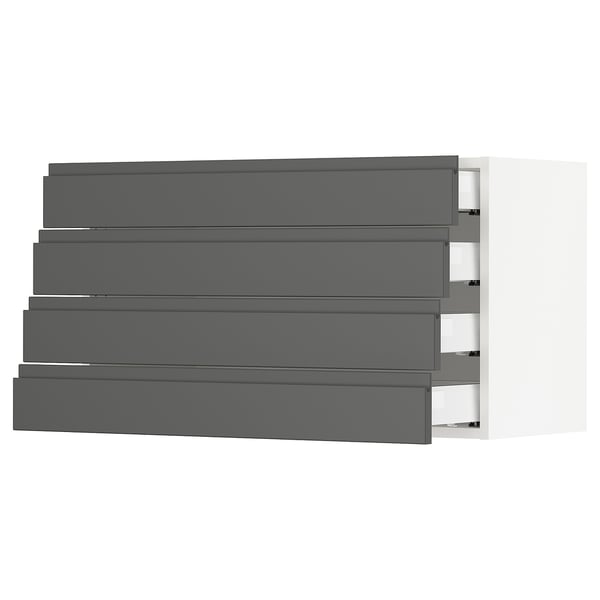 Ikea SEKTION kitchen drawers in dark grey with handles.