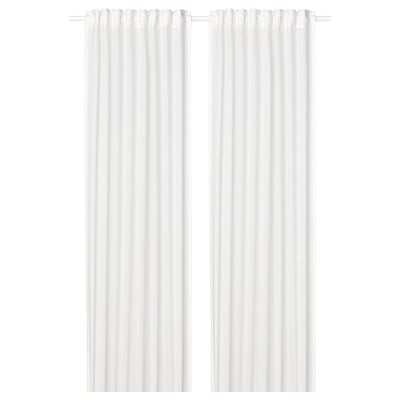 White SILVERLÖNN sheer curtains, 100% cotton, rod pocket, linen-like.