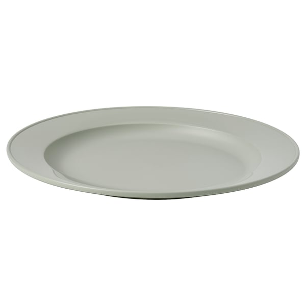 SIMKRABBA Plate, plastic/green-grey, 27 cm