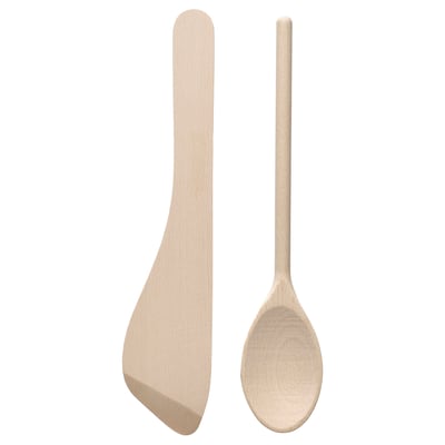 SJÖKEX 2-piece kitchen utensil set, beech