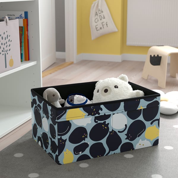 SKÅJARE Box, black/blue, 53x37x26 cm