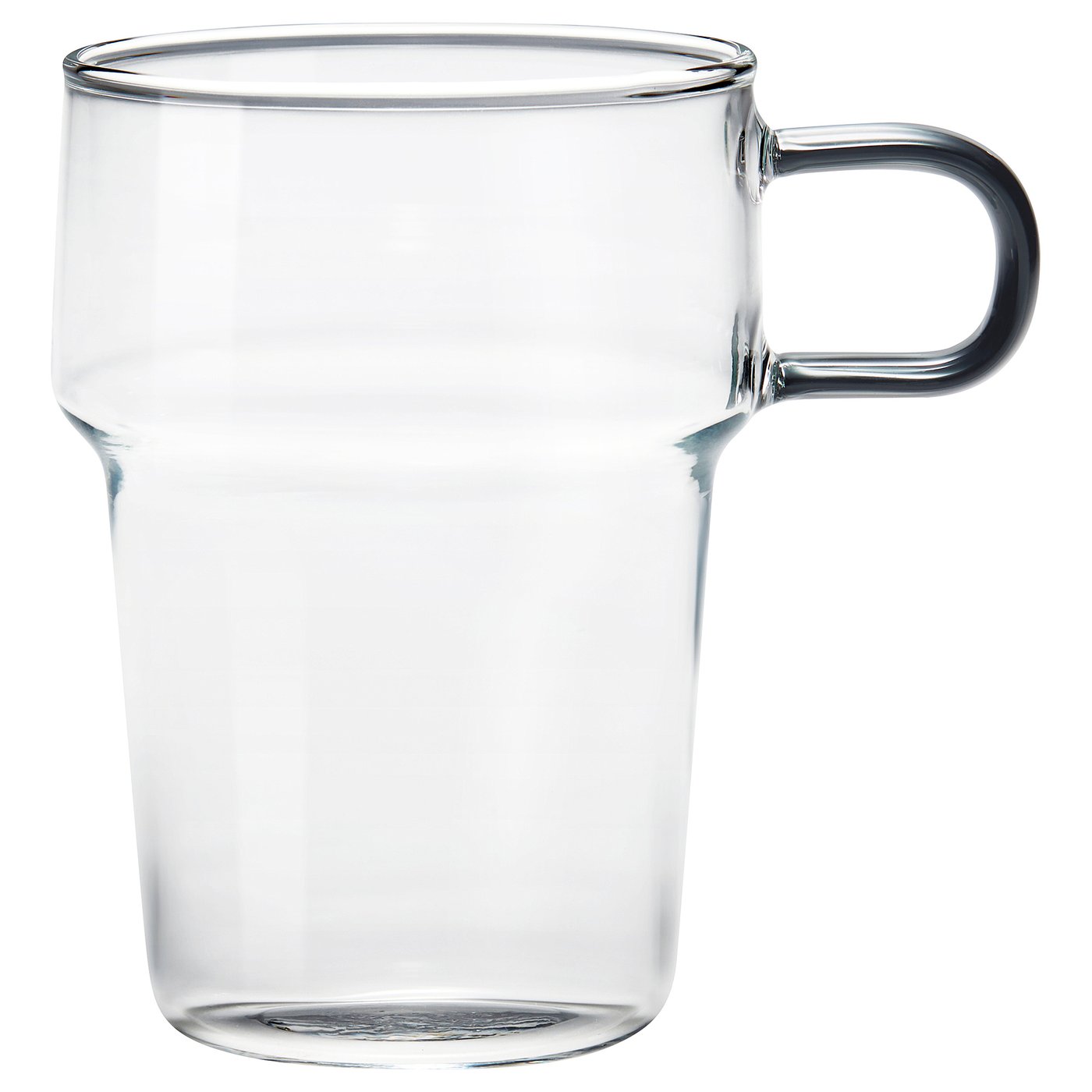 Clear glass mug SKINNFISK, heat-resistant, sleek design with handle.