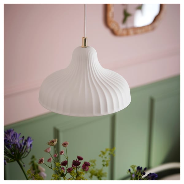 SKIVTOFS Pendant lamp, off-white/ceramic, 24 cm