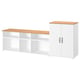 SKRUVBY storage set: white, wood, flat surfaces, open & closed units, minimalist design.