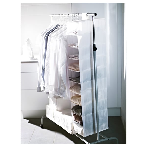 SKUBB storage rack with clothes, recycled polyester.