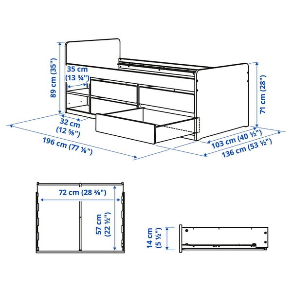 Illustration with measurements for the product: SLÄKT.