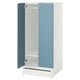 A SMÅSTAD wardrobe in white and blue. Its designed for children, featuring adjustable interiors and soft-closing doors.