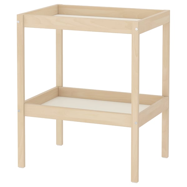 SNIGLAR changing table, light beech, sturdy wood, simple square design.
