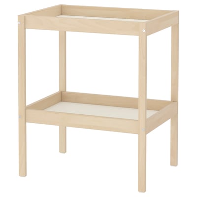 SNIGLAR changing table, light beech, sturdy wood, simple square design.