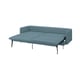 A blue SÖDERHAMN sofa-bed with a modern, low design and high legs, featuring a cushioned seat and backrest.