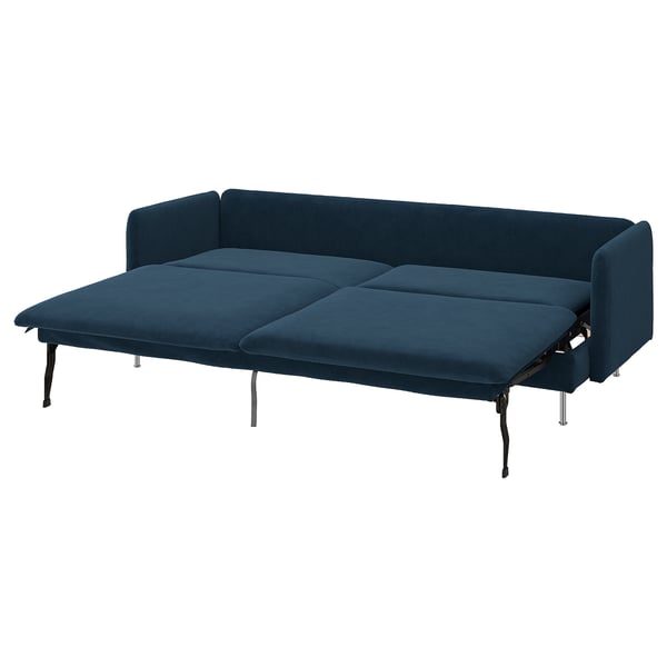 SÖDERHAMN sofa bed, deep blue. Modern, low-profile design with plush cushions. Convertible for sleeping.