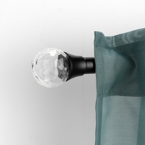 SOLBLOMMOSSA black finial: small, clear textured glass globe on metal base, elegant and modern.