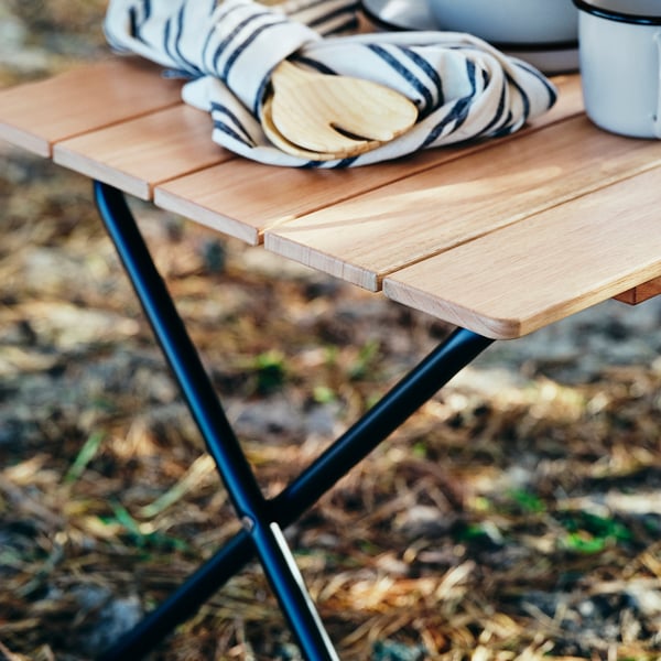 SOLUPPGÅNG Folding table, eucalyptus, 82 cm