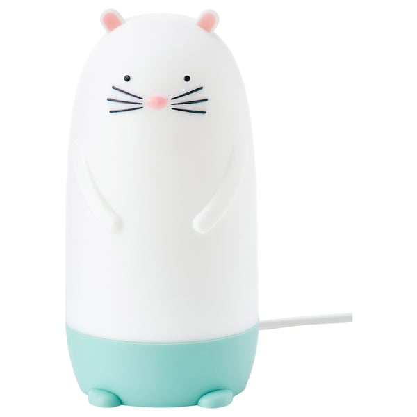 SPIKEN otter night light: white & mint. Cute, shape-changing lamp for kids.