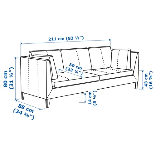 Illustration with measurements for the product: STOCKHOLM.