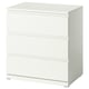 White STORKLINTA chest, modern design, 3 drawers, simple style, safe for homes.