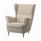 STRANDMON armchair, grey, upholstered, wingback, wooden legs, cosy, traditional yet modern.