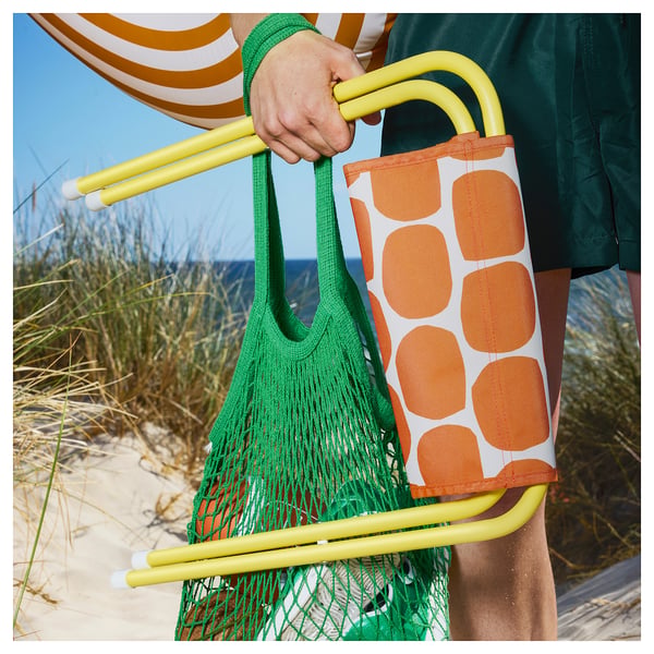 STRANDÖN Folding stool, bright yellow/bright orange