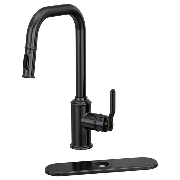 TAKSJÖN Kitchen mixer tap pull out w spray, black