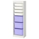 TROFAST storage unit with purple and white bins on a white frame; modern and organised.