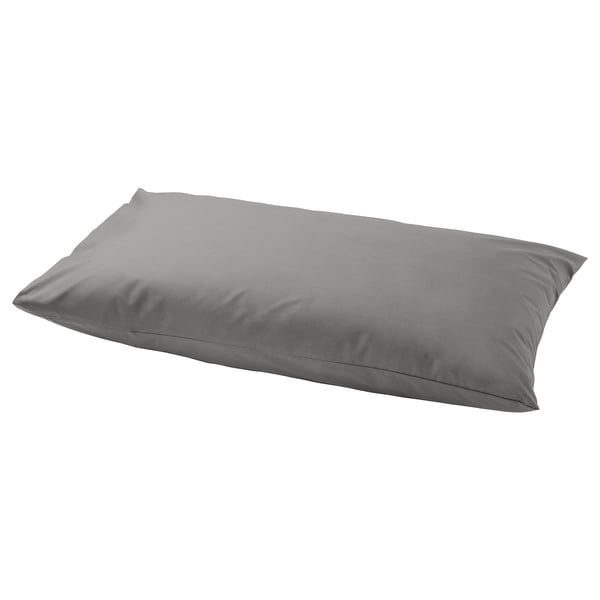 Grey pillowcase, ULLVIDE, soft cotton blend, rectangular shape, crisp and smooth.