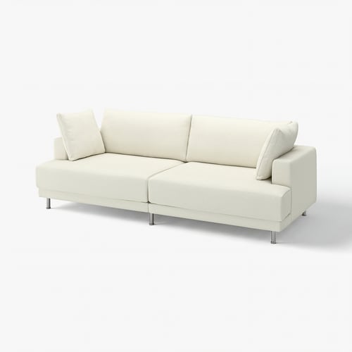 UPPÅKRA sofa: modern, white, u-shaped, deep seats, chrome legs.