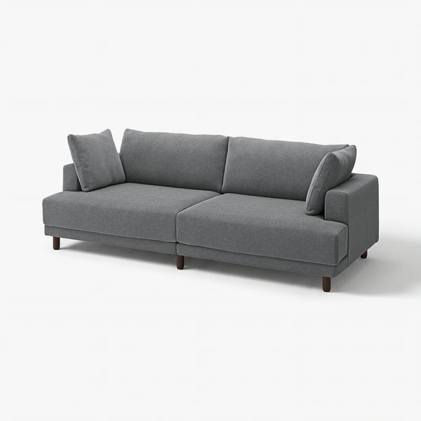 Grey UPPÅKRA sectional sofa with wooden legs, featuring a modern design and plush cushions for comfort.