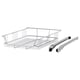 A UTRUSTA silver-colored wire basket with hanging mechanism. Its designed for easy access and air circulation, ideal for kitchen storage.