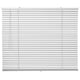 White venetian blinds, rectangular, aluminium slats, cordless design, suitable for window or wall.