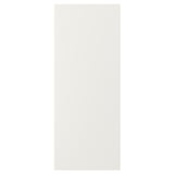 White rectangular kitchen cabinet door, smooth finish. VEDDINGE series, made of fibreboard and polyurethane paint.