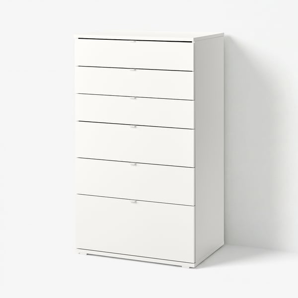 VIHALS white chest of drawers, modern design, five drawers, slim handles, safe & easy to assemble.