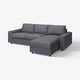 Grey VIMLE sectional sofa with removable, machine-washable fabric cover, featuring a l-shaped chaise longue and modern design.