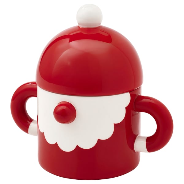 VINTERFINT Bowl with lid, Santa Claus red, 10 cm