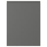 A sleek, dark grey VOXTORP cabinet front. It has a smooth, modern design with integrated handles.