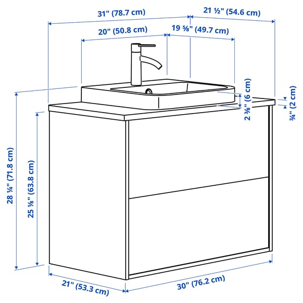 ÄNGSJÖN / BACKSJÖN Mueble de lavabo con cajones/lavabo